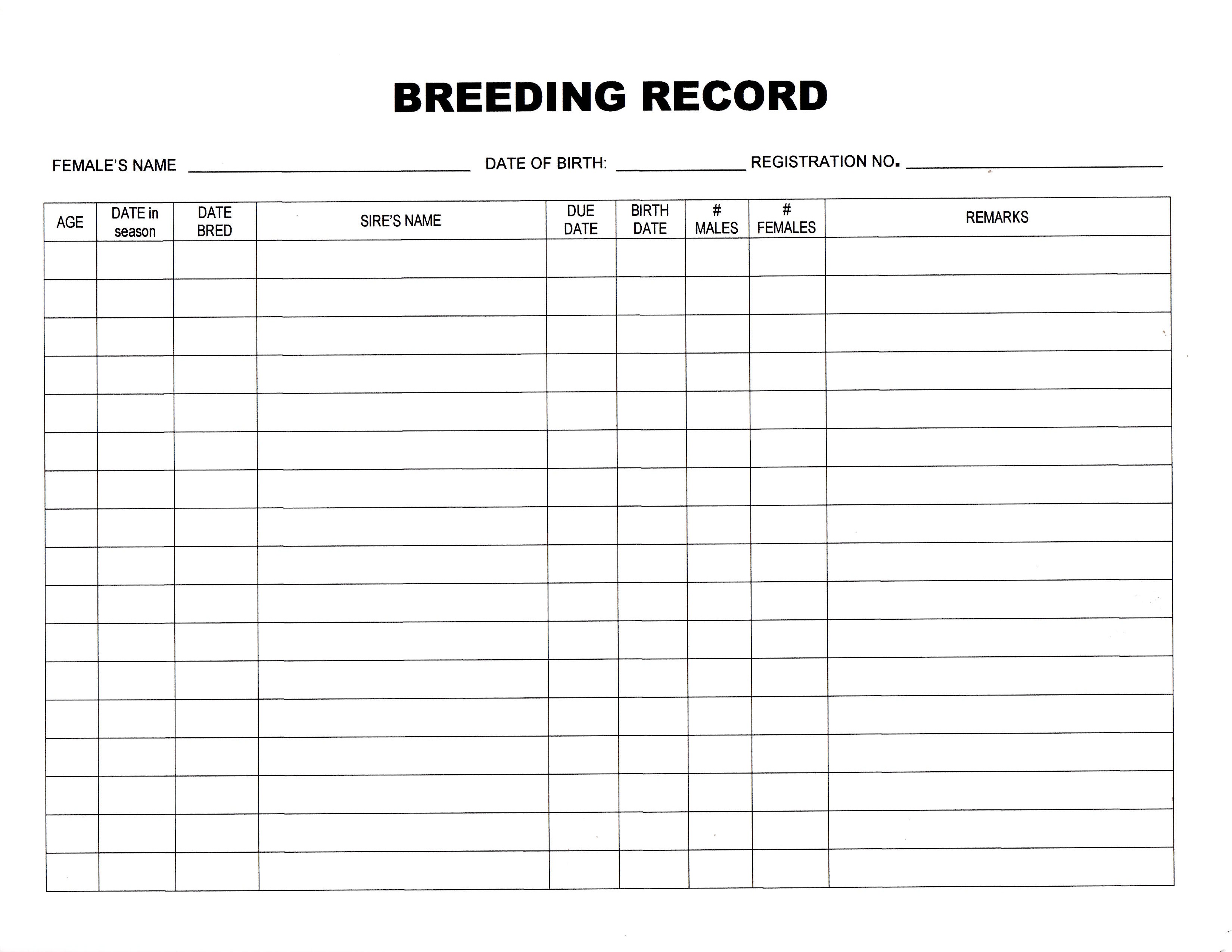 breeding record chart